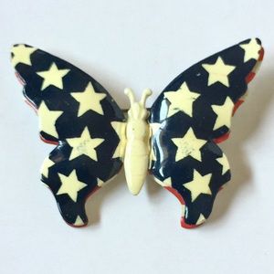Vintage W Germany Patriotic Butterfly Brooch 2/$10